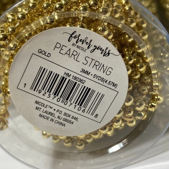 3MM Faux Pearl Plastic Beads String Gold 8 ~ 5 Yards Trim Crafts Scrapbook - Picture 4 of 13